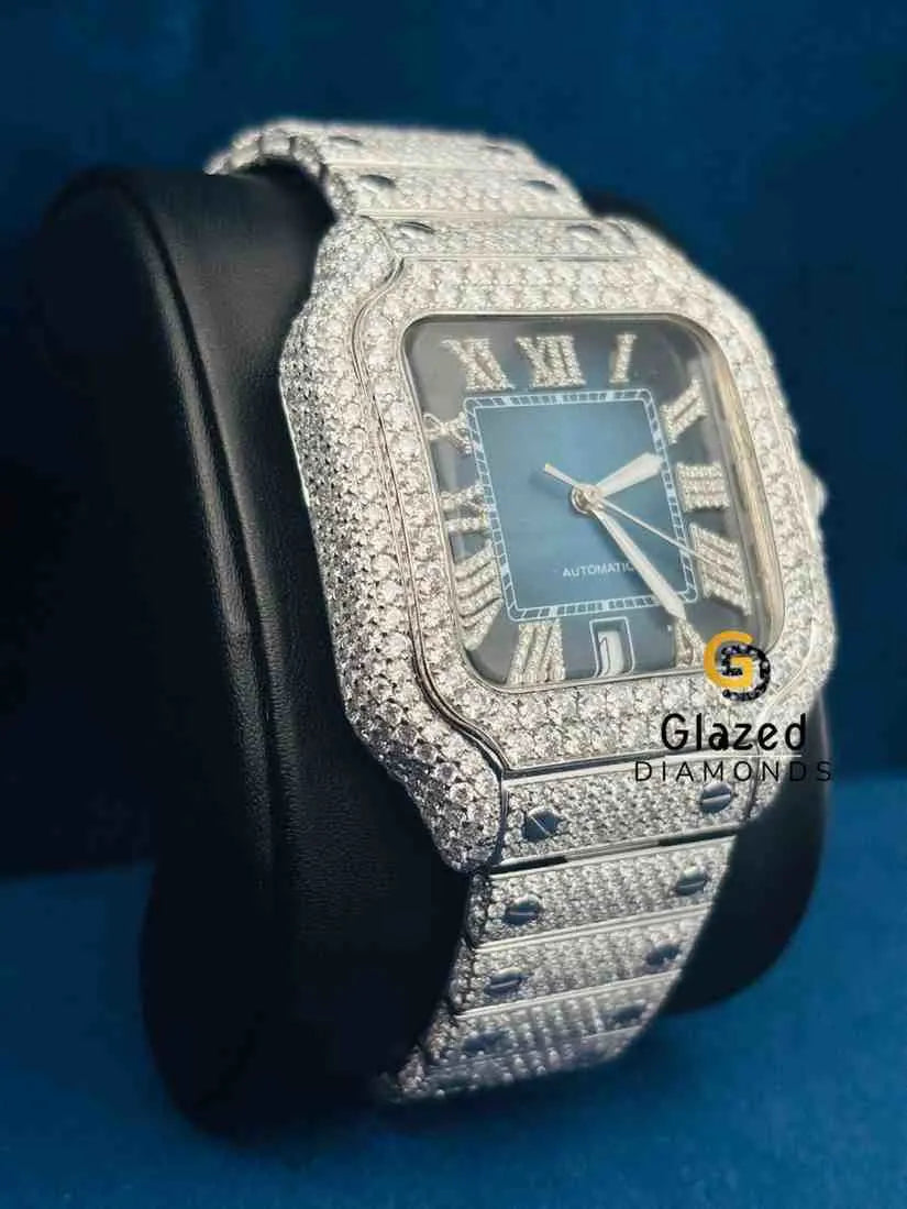 Iced Out Fully Studded Cartier Moissanite Watch