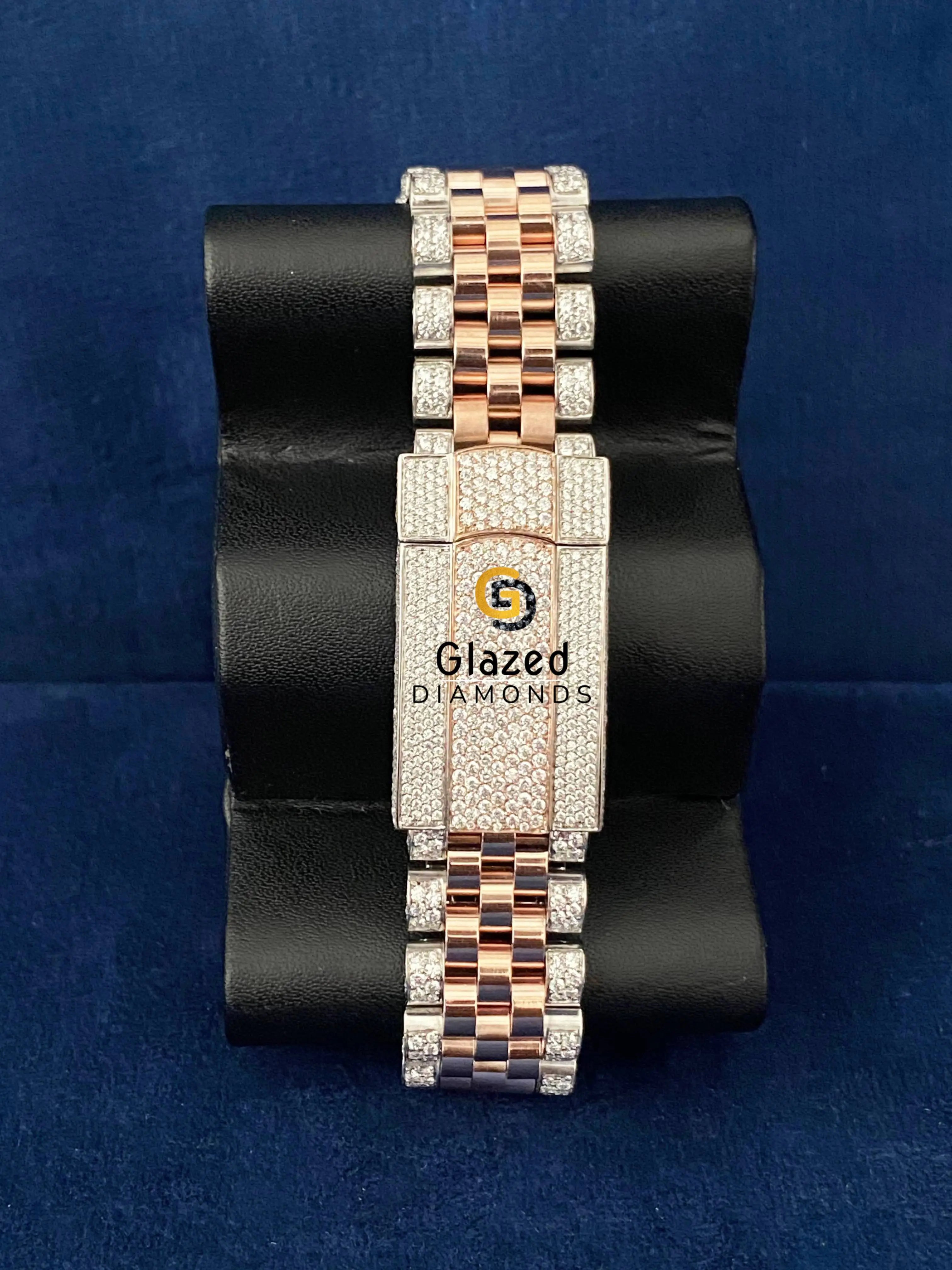 Iced Out Jubilee Strap Beige Stick Dial Moissanite Watch