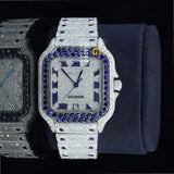 Iced Out Moissanaite BLue Dial Watch