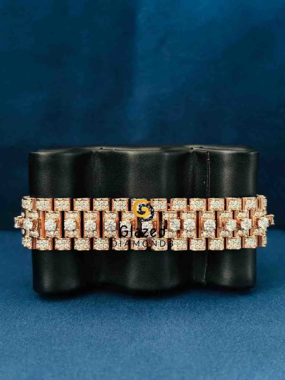 Iced Out Moissanite Baguette Bar Dial Watch