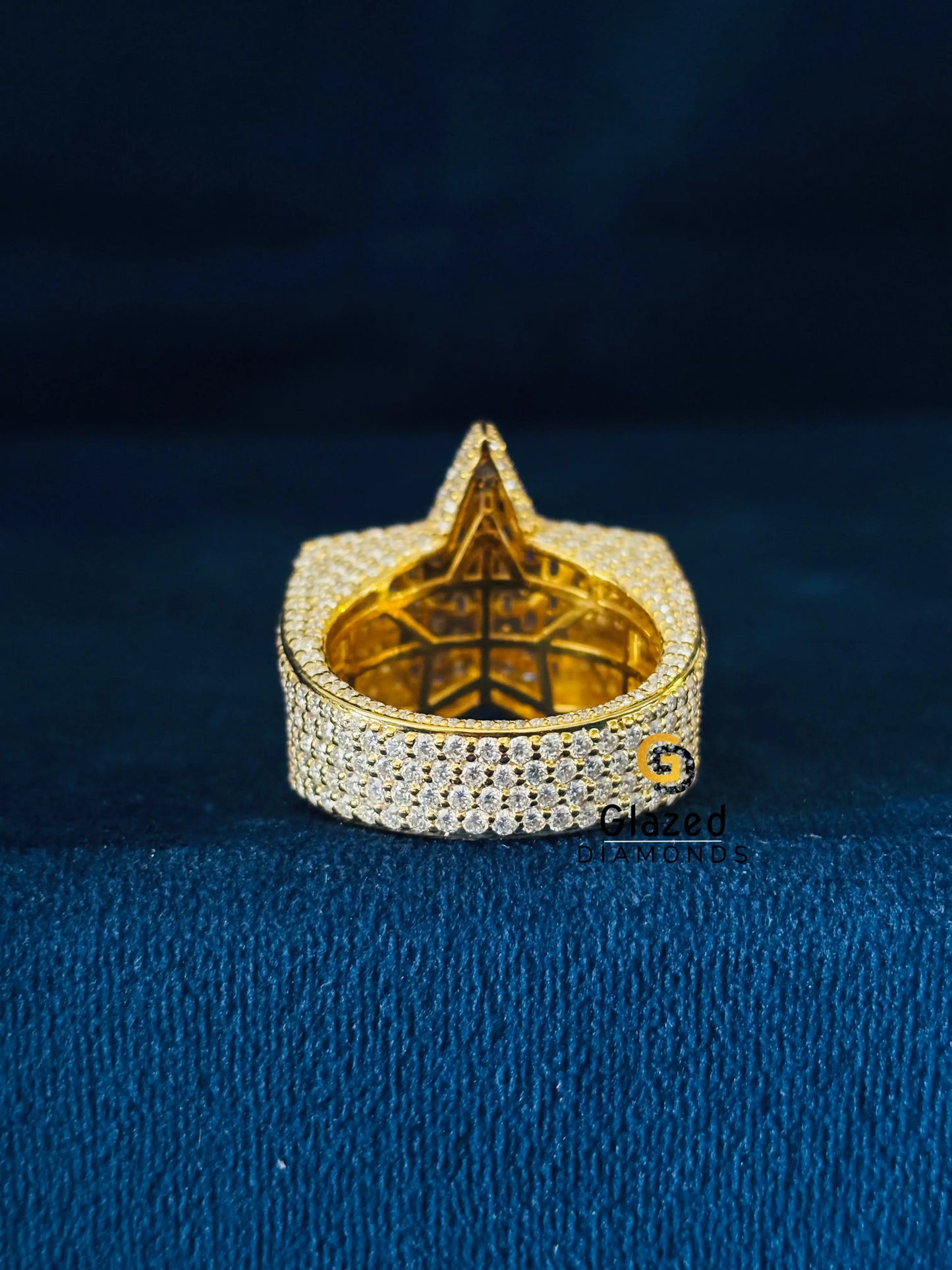 Iced Out Moissanite Baguette_ Round Ring
