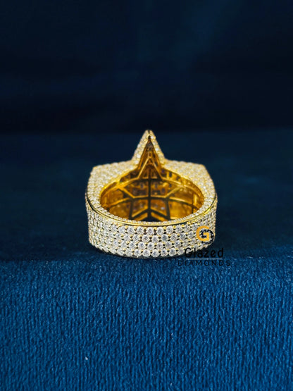 Iced Out Moissanite Baguette_ Round Ring