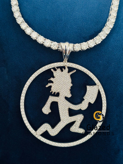 Iced Out Moissanite Circle ICP Hatchet Man Pendant 
