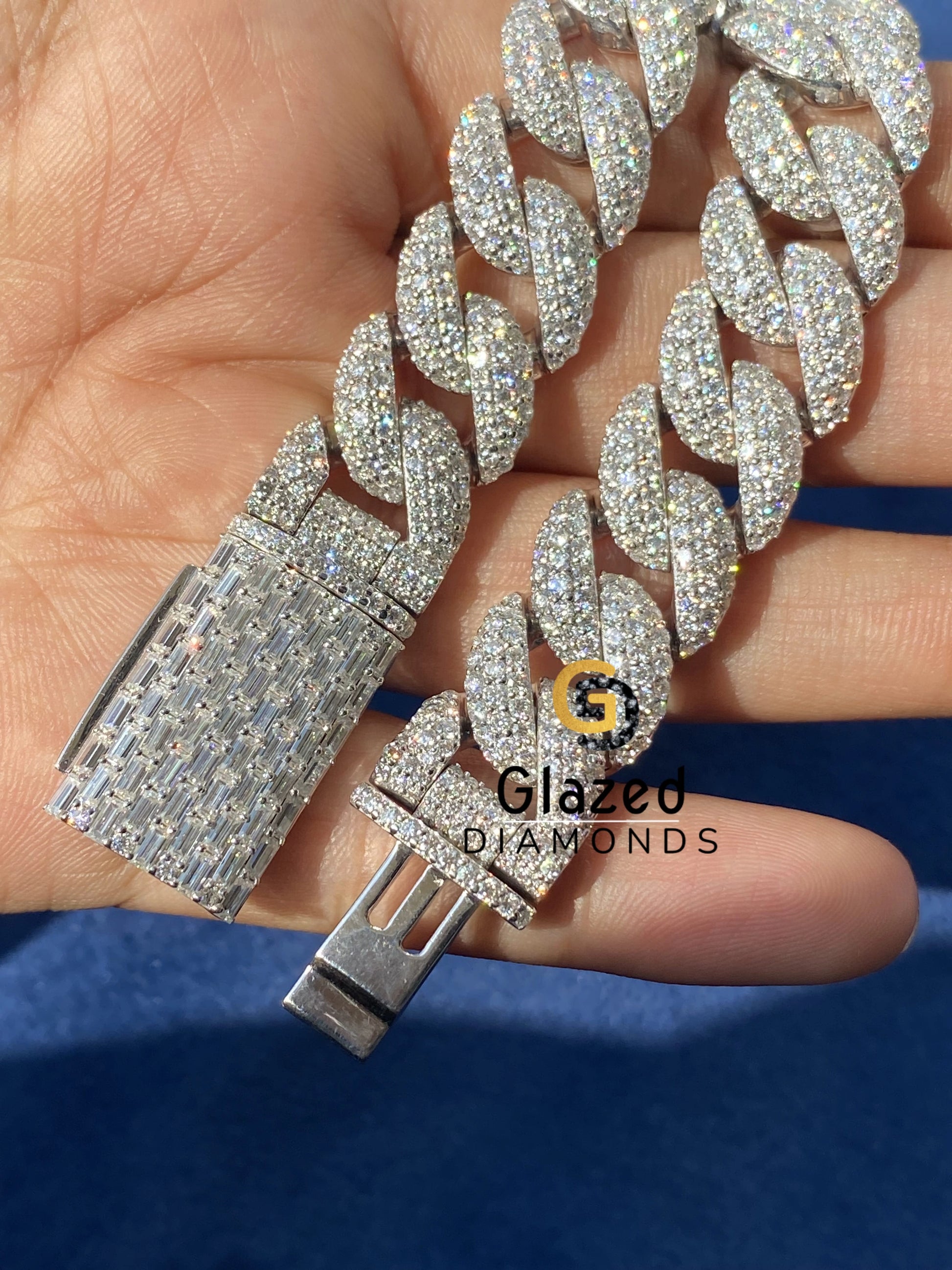 Iced Out Moissanite Cuban Link Bracelet