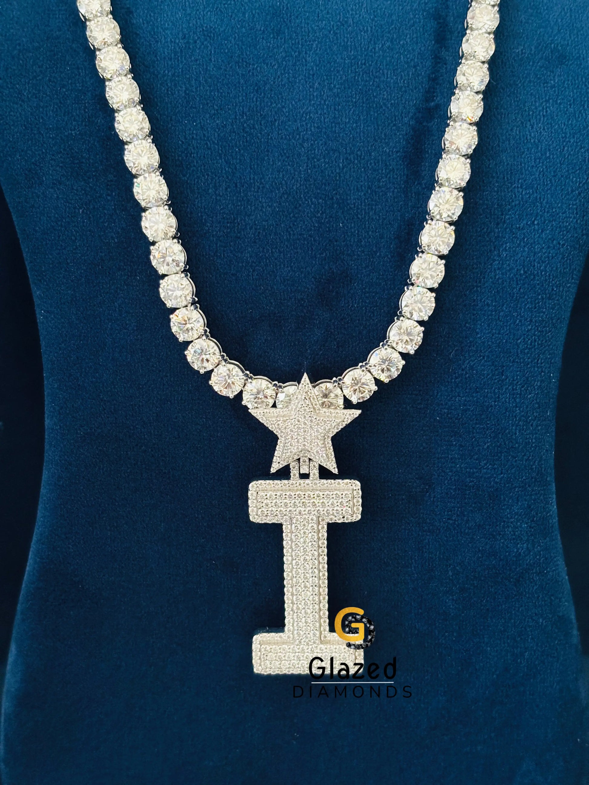 Iced Out Moissanite Custom Letter Pendant