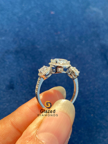Iced Out Moissanite Halo Wedding Ring