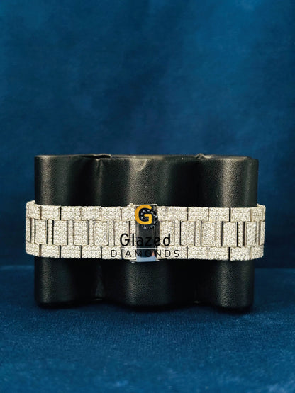 Iced Out Moissanite Hip Hop Fully White Tone Watch