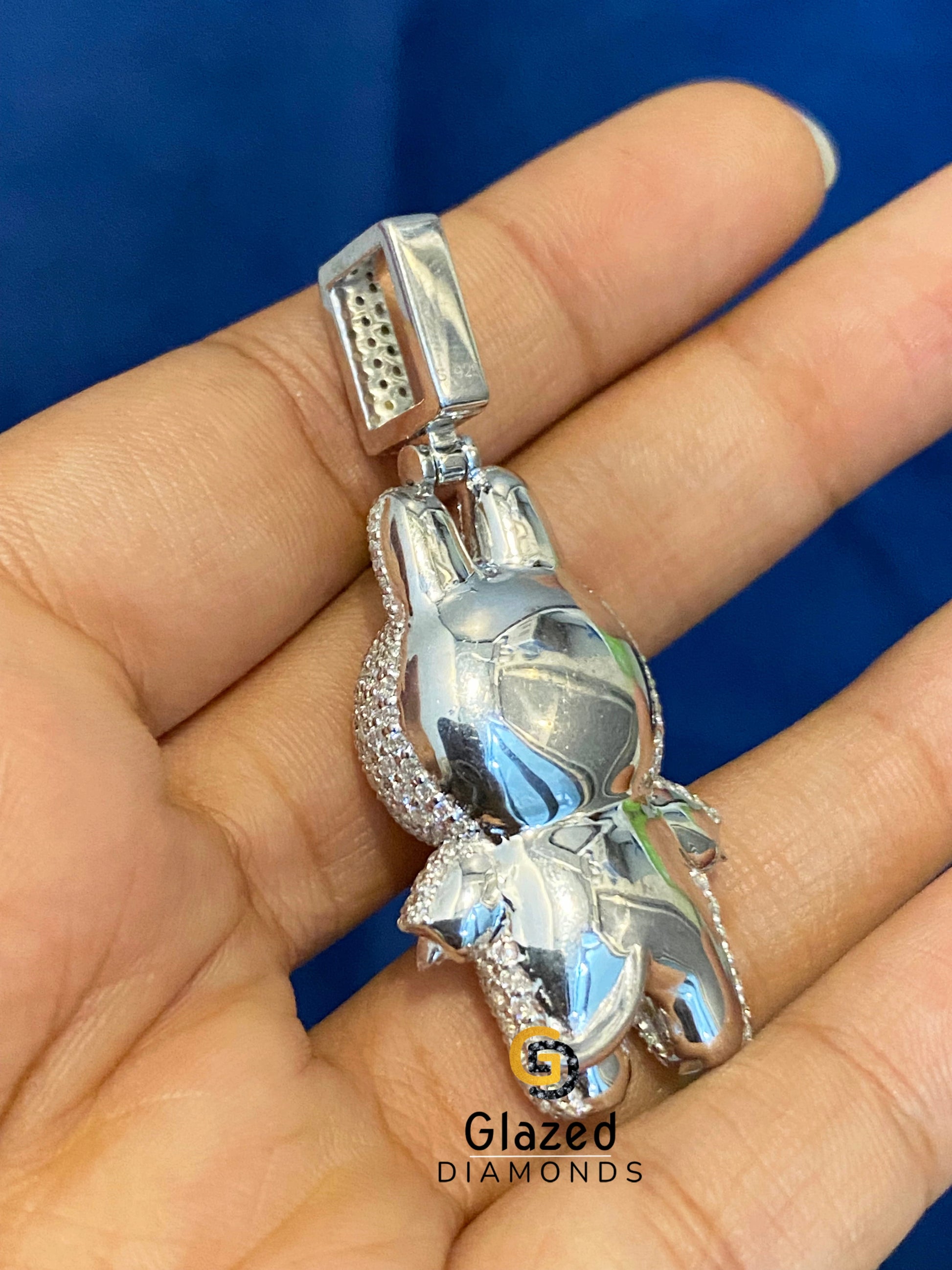 Iced Out Moissanite Labubu Pendant