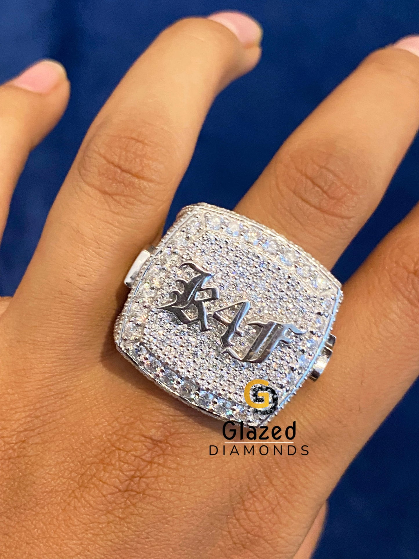 Iced Out Moissanite Personalized Men 925 Sterling Silver Hip Hop Ring For Rapper