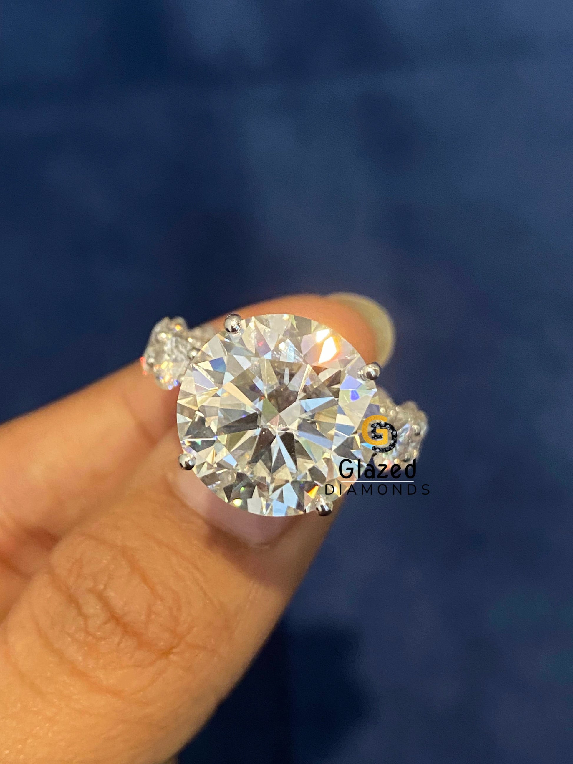 Iced Out Moissanite Round Cut Ring