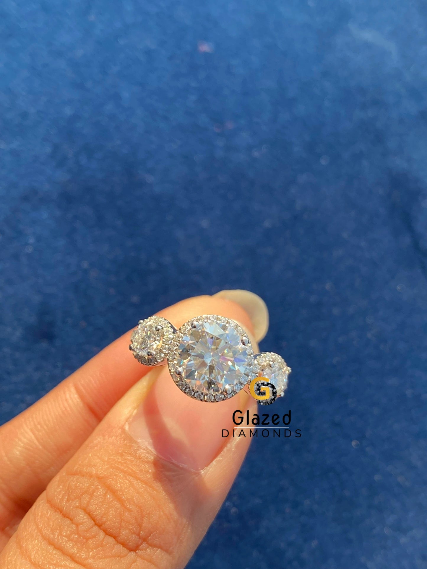 Iced Out Moissanite Round Diamond Ring