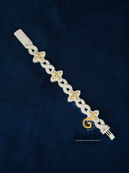 Iced Out Moissanite Studded Clover Hip Hop Bracelet
