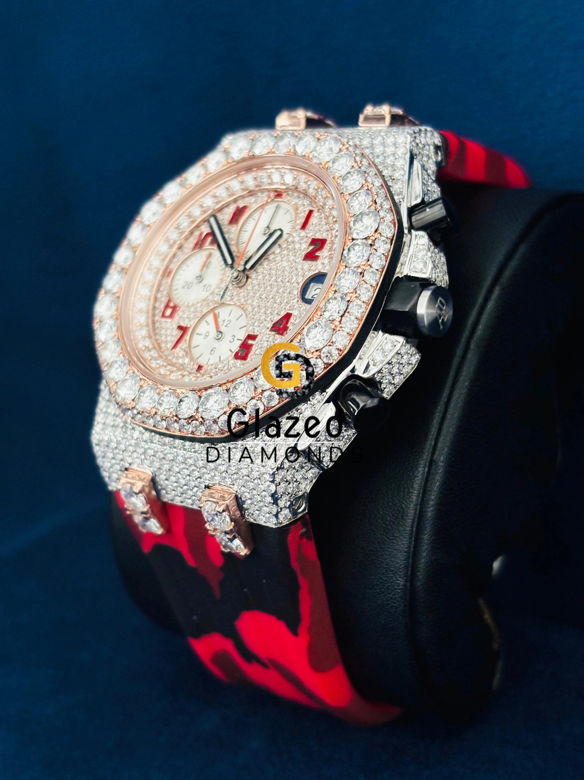 Iced Out Rappers Moissanite Rubber Strap Watch