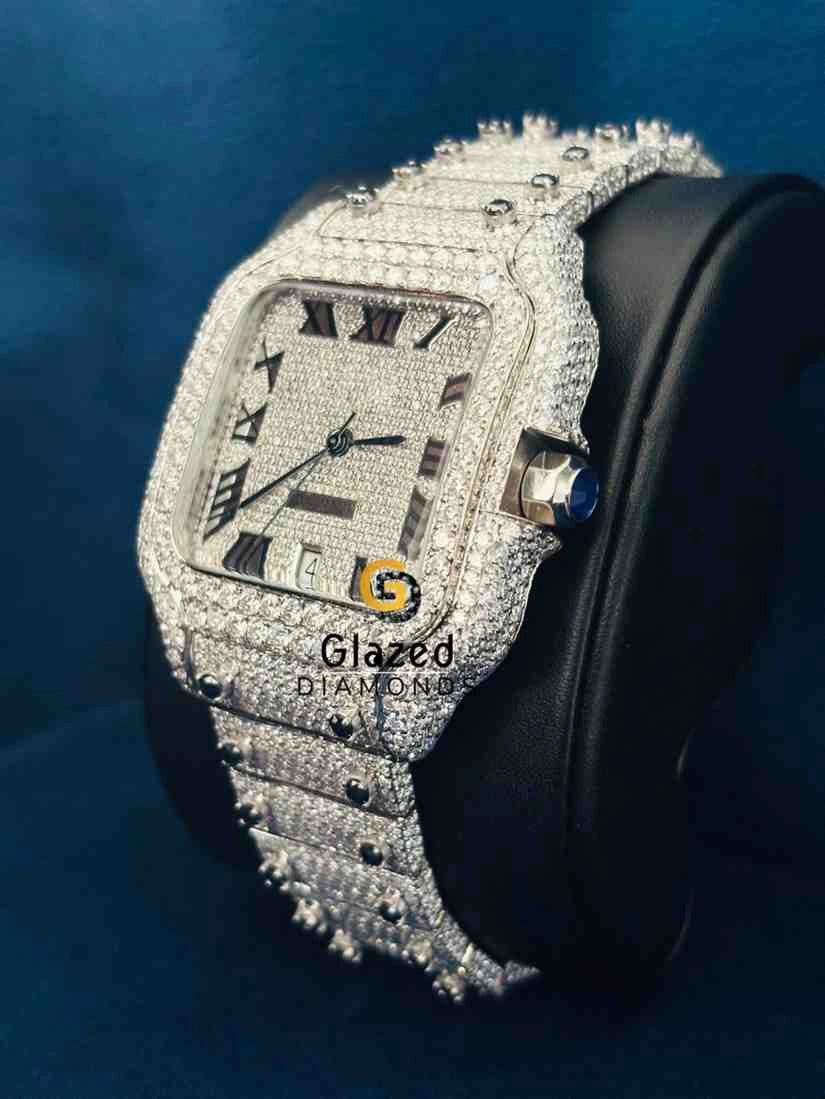 Iced Out Roman Number Diamond Studded Hip Hop Watch