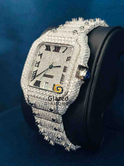 Iced Out Roman Number Diamond Studded Hip Hop Watch