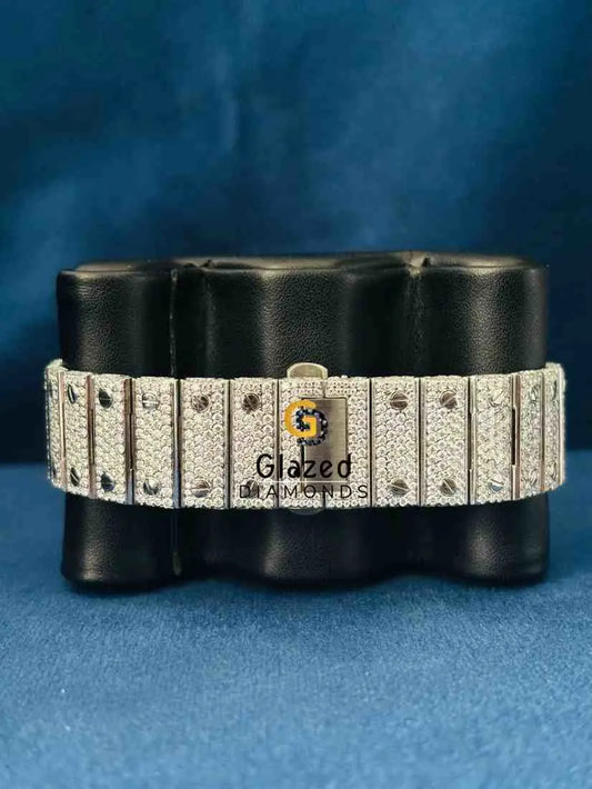 Iced Out VVS Moissanite Blue Dial Cartier Moissanite Watch