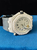 Icy Bling Black Silicon Strap Arabic Face Dial VVS Moissanite Watch