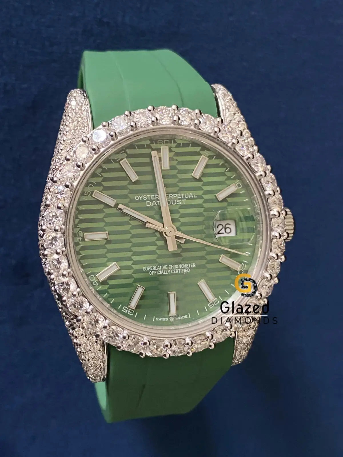 Icy Bling Green Dial Bust Down Moissanite VVS Watch