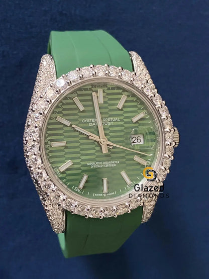 Icy Bling Green Dial Bust Down Moissanite VVS Watch