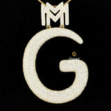 Hip Hop Style Initial G Letter Bust Down Moissanite Diamond Pendant