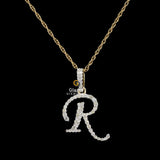 Initial R Letter Moissanite Pave Diamond Hip Hop Pendant