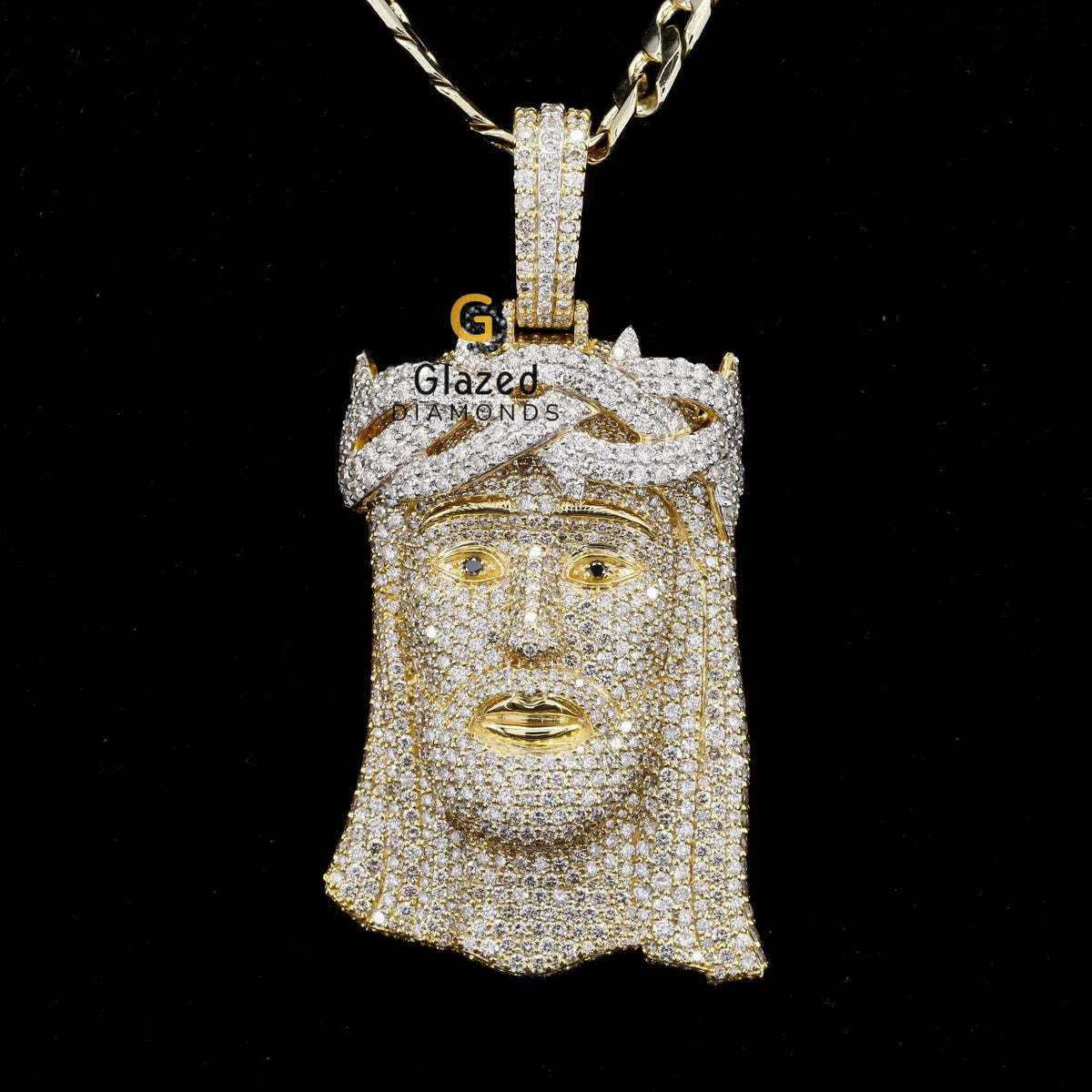 Iced Out 3D Jesus Head Moissanite Diamond Studded Religious Pendant