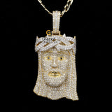 Iced Out 3D Jesus Head Moissanite Diamond Studded Religious Pendant