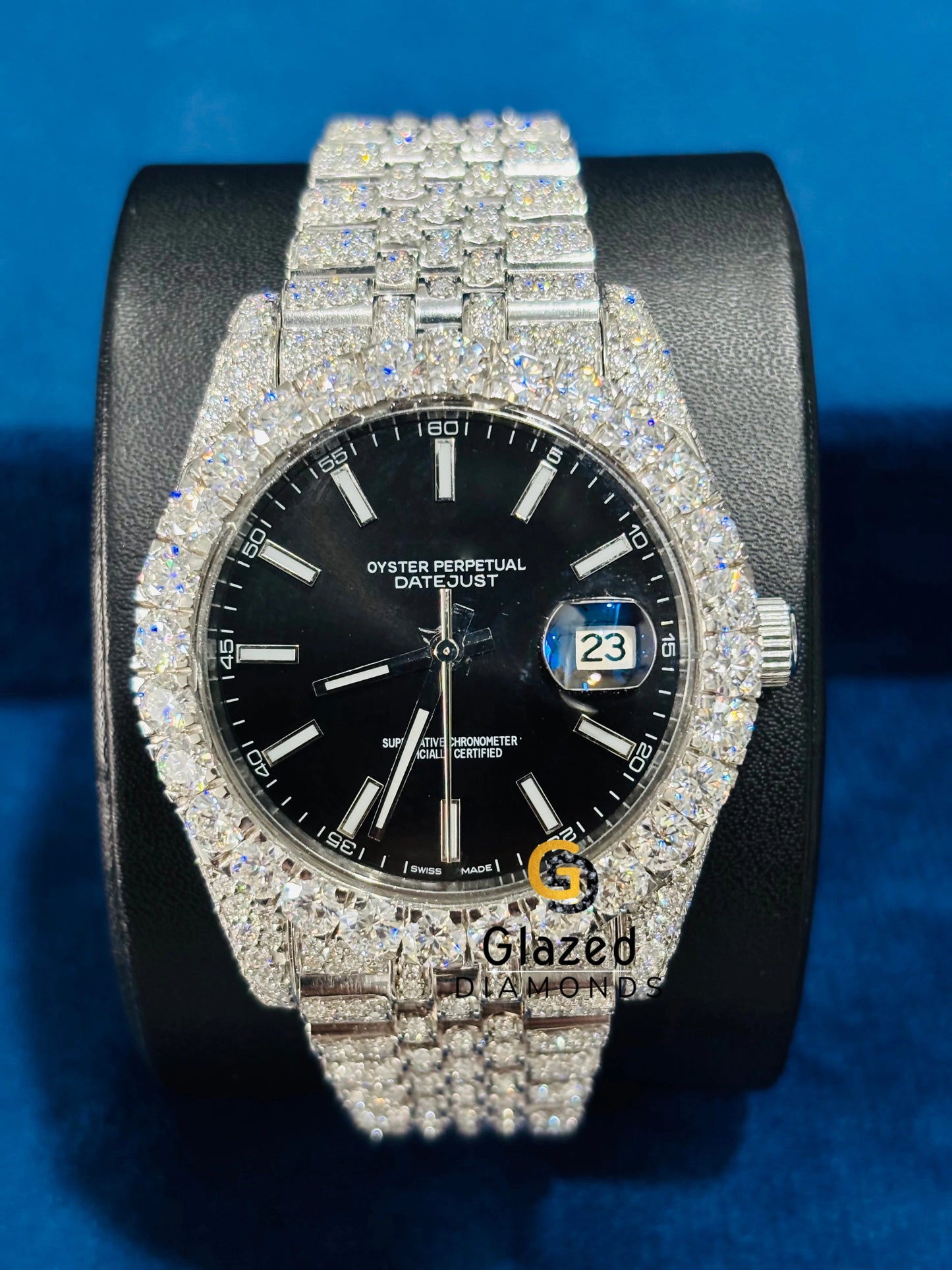 Jubilee Belt White Bar Studded Moissanite Watch for Men