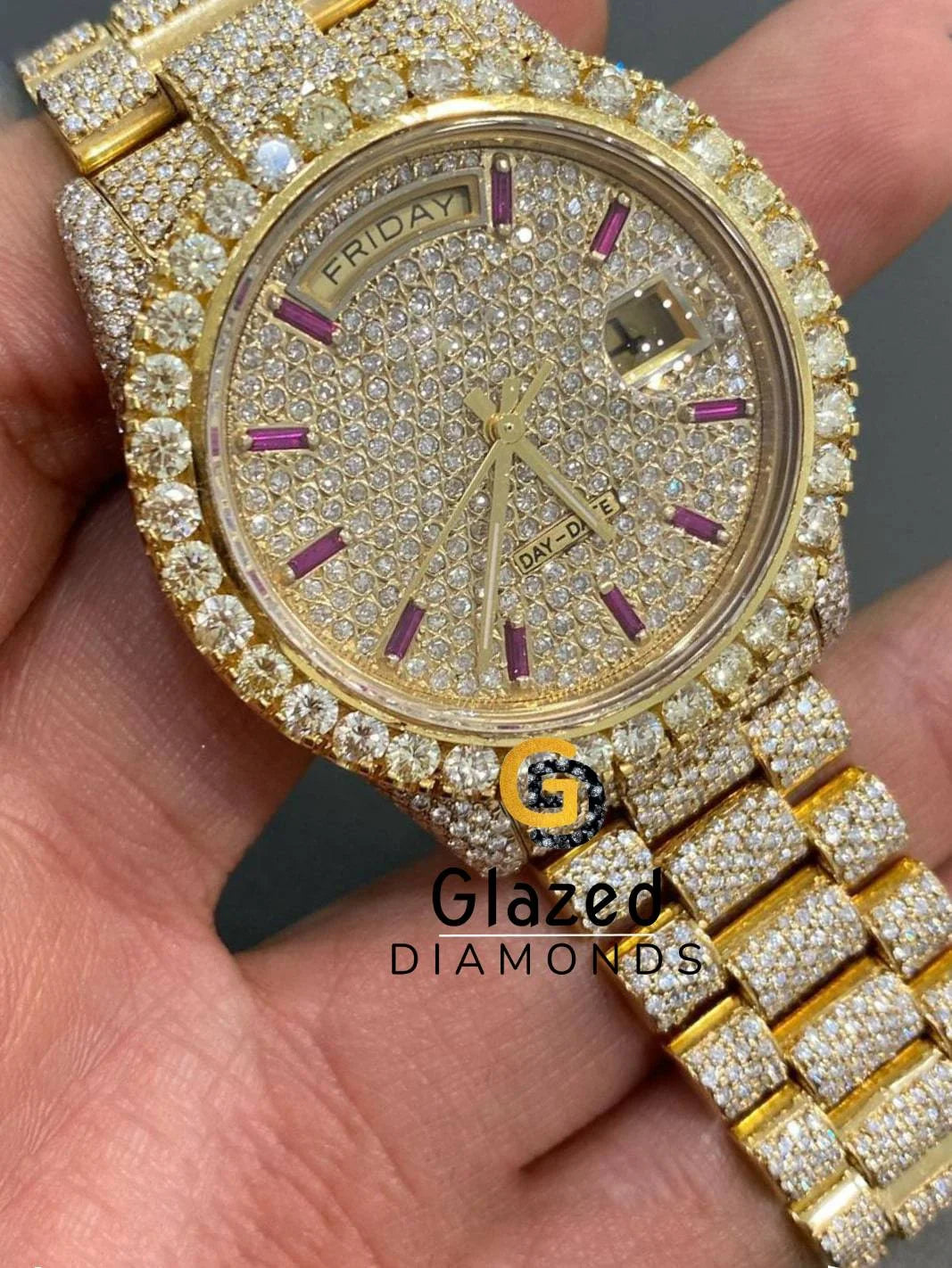 Jubilee Bracelet Full Iced Out Diamond Watch