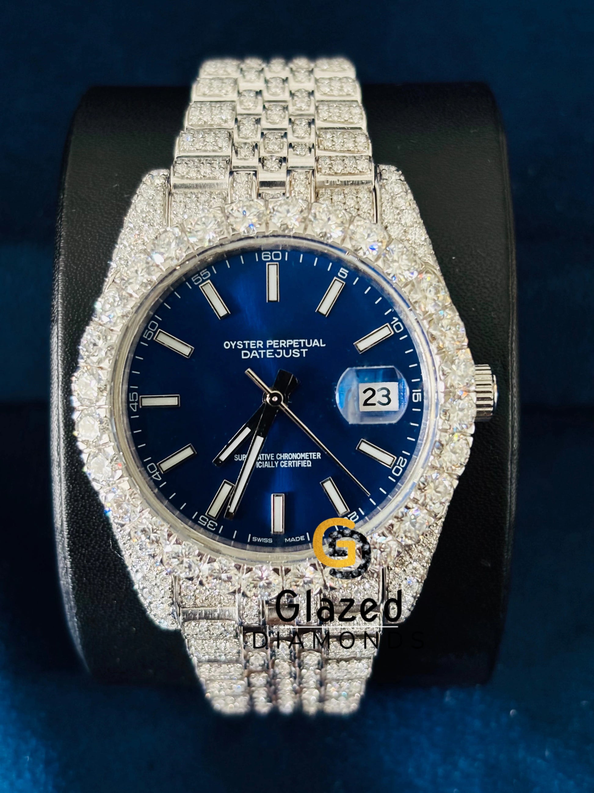 Jubilee Strap Blue Dial Moissanite Watch