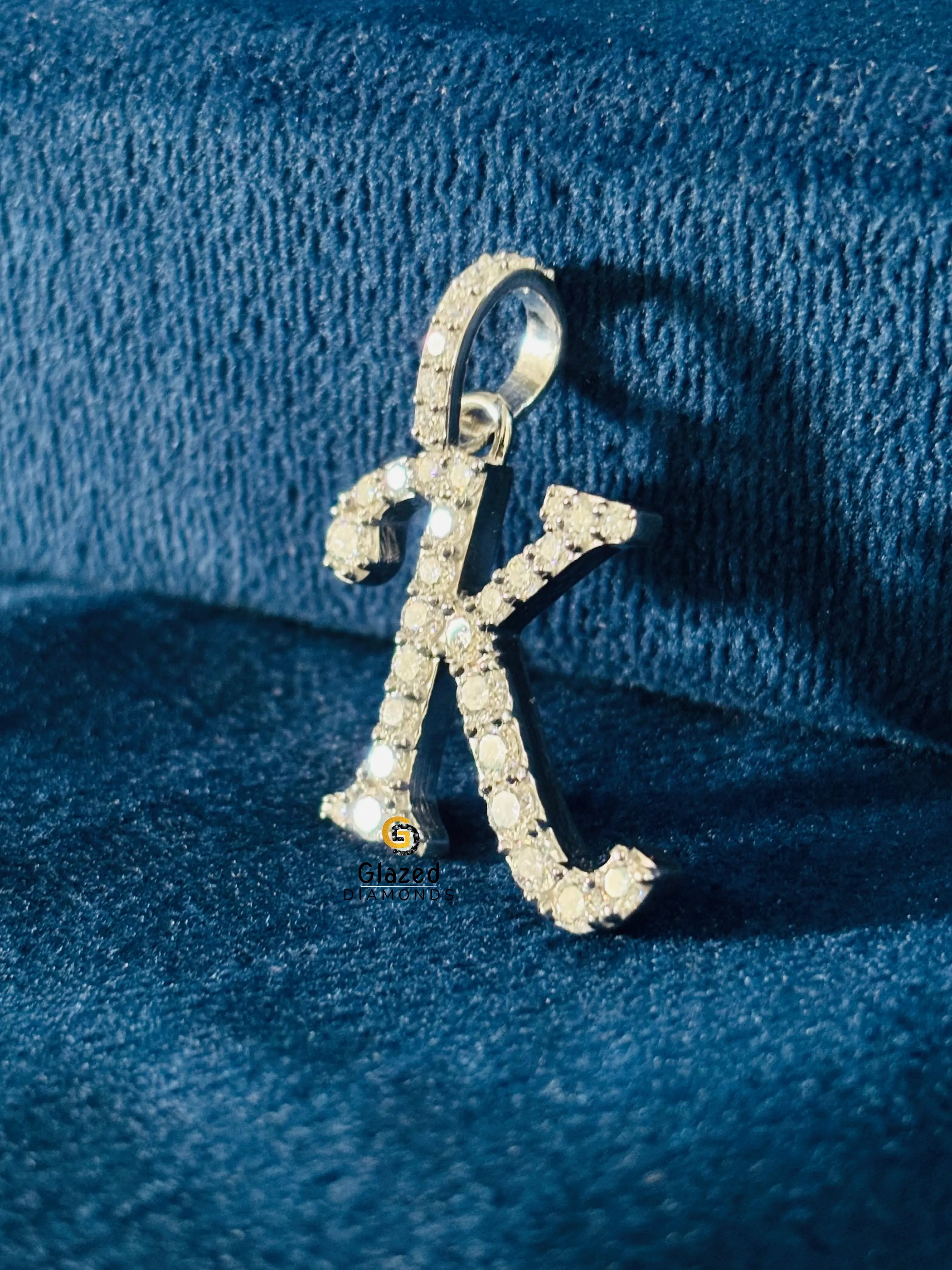 K Letter Custom Moissanite Pendant