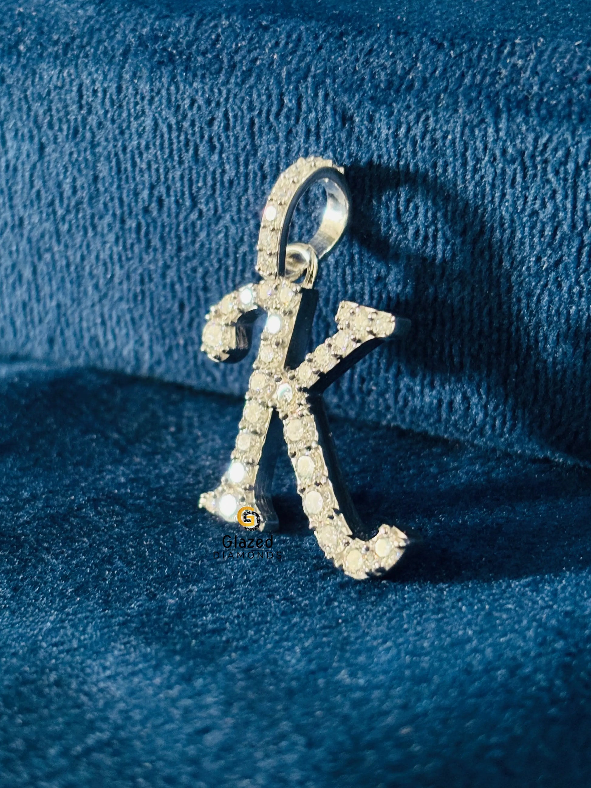 K Letter Custom Moissanite Pendant