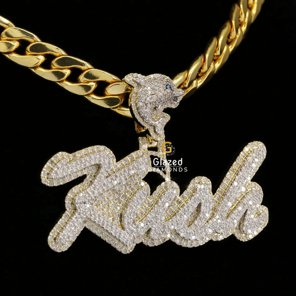 Bust Down Custom Kush Name Moissanite Diamond Hip Hop Pendant