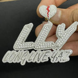 Iced Out LLY Custom Name Letter Moissanite Diamond Bust Down Pendant