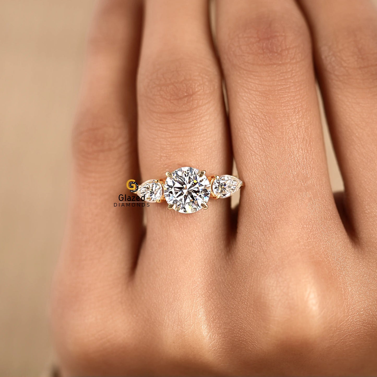 Lab Diamond Three Stone Wedding Ring For Women