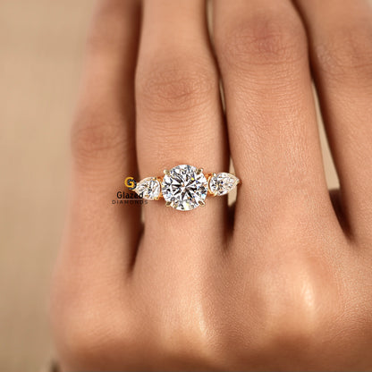 Lab Diamond Three Stone Wedding Ring For Women
