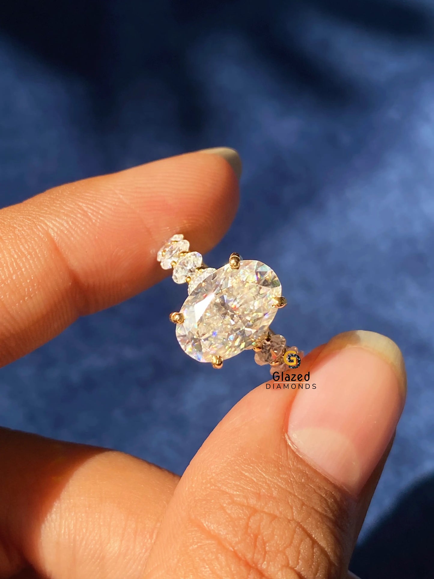 4CT Oval Cut Pave Band Moissanite Engagement Ring For Women