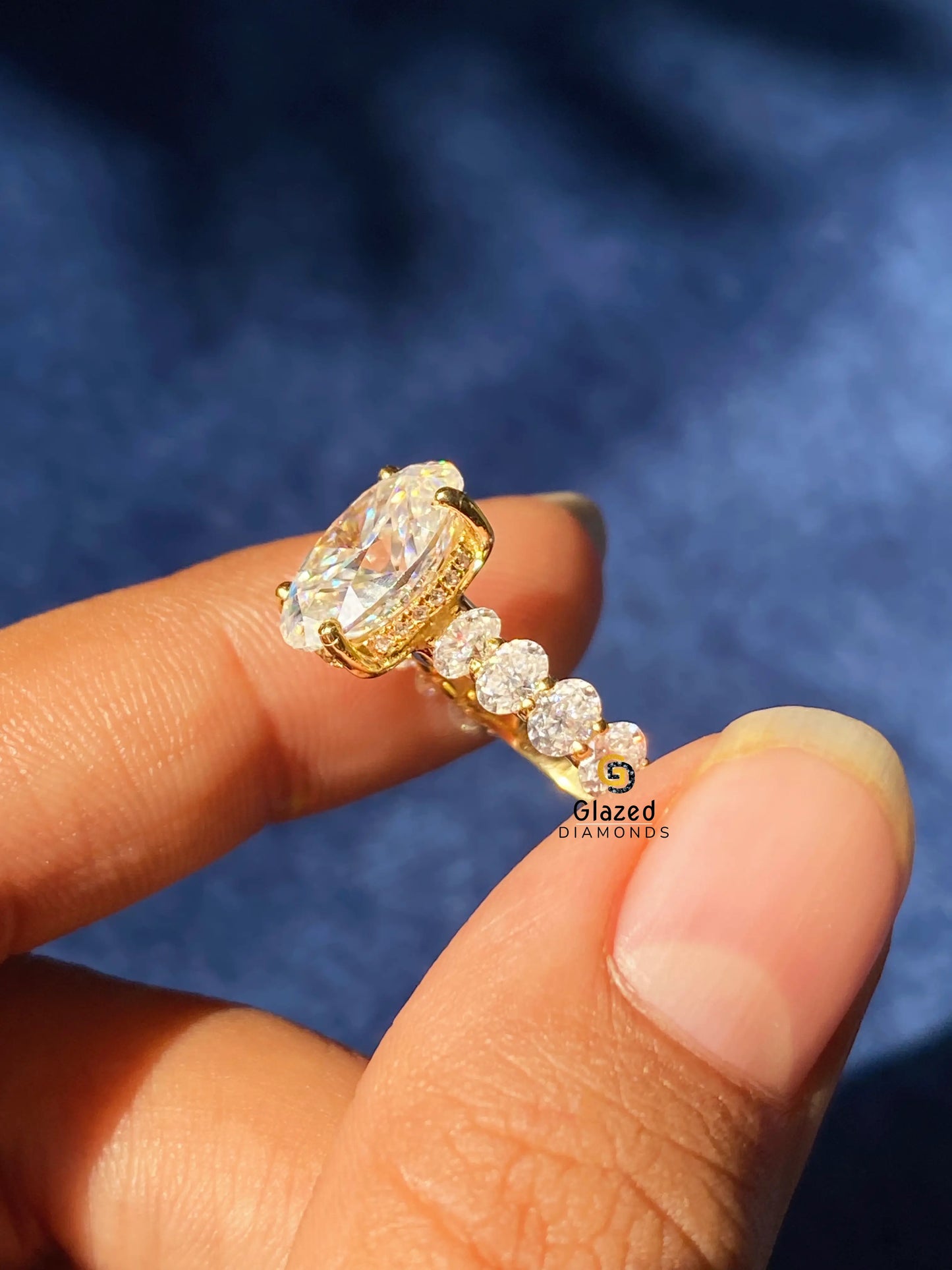 4CT Oval Cut Pave Band Moissanite Engagement Ring For Women