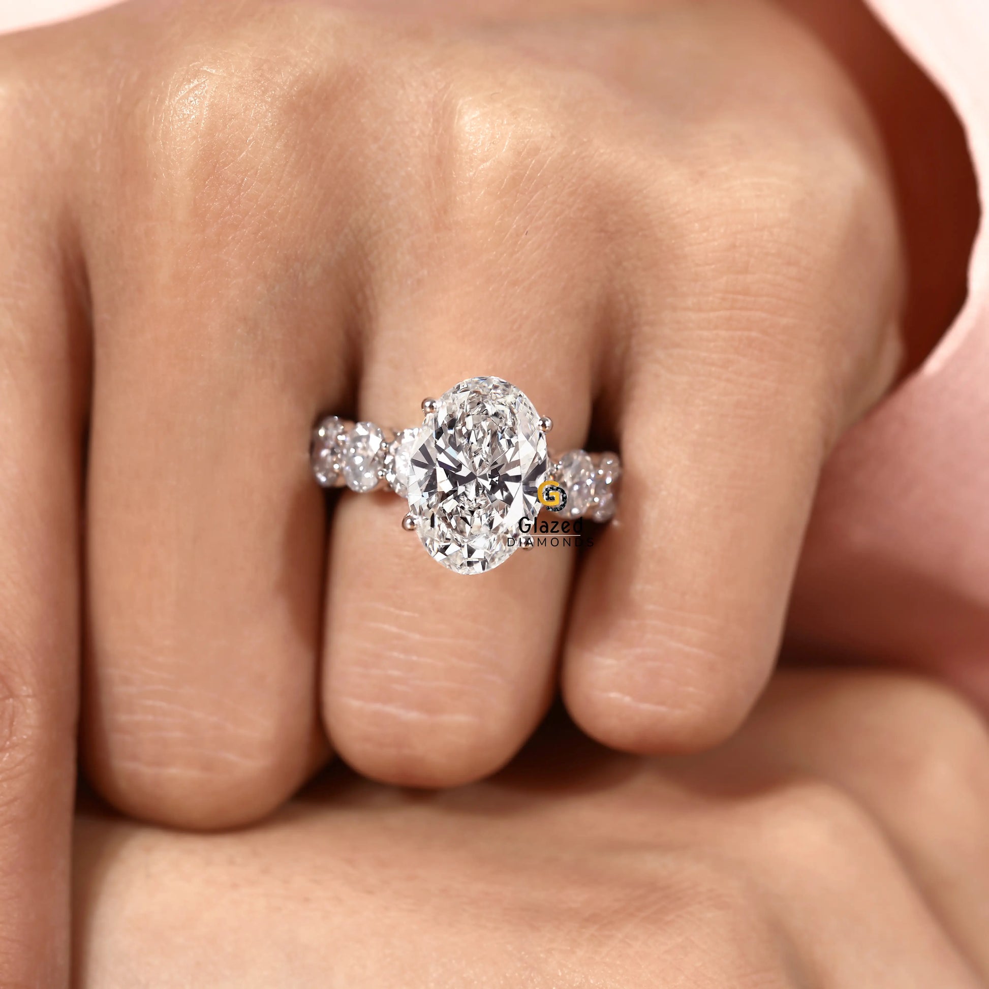 Large Oval Lab Diamond Wedding Ring