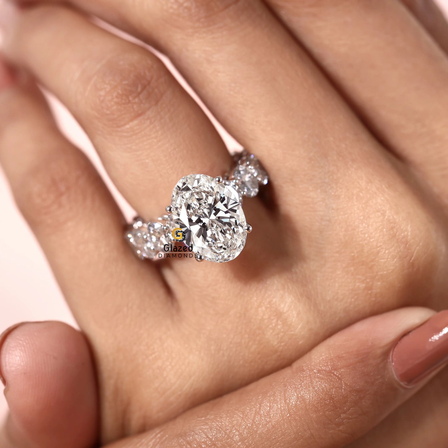 Large Oval Lab Diamond Wedding Ring For Women