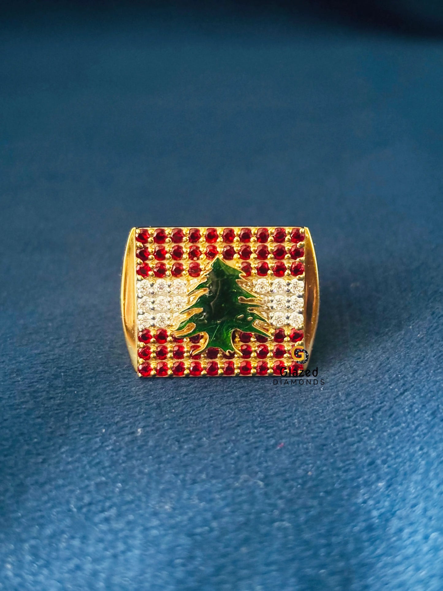 Lebanon Flag Moissanite Ring