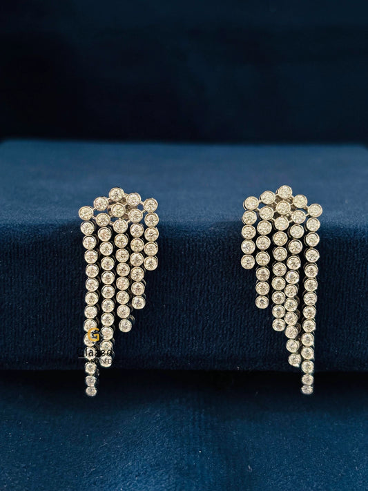 14K Gold Women Round Moissanite Chandelier Earrings