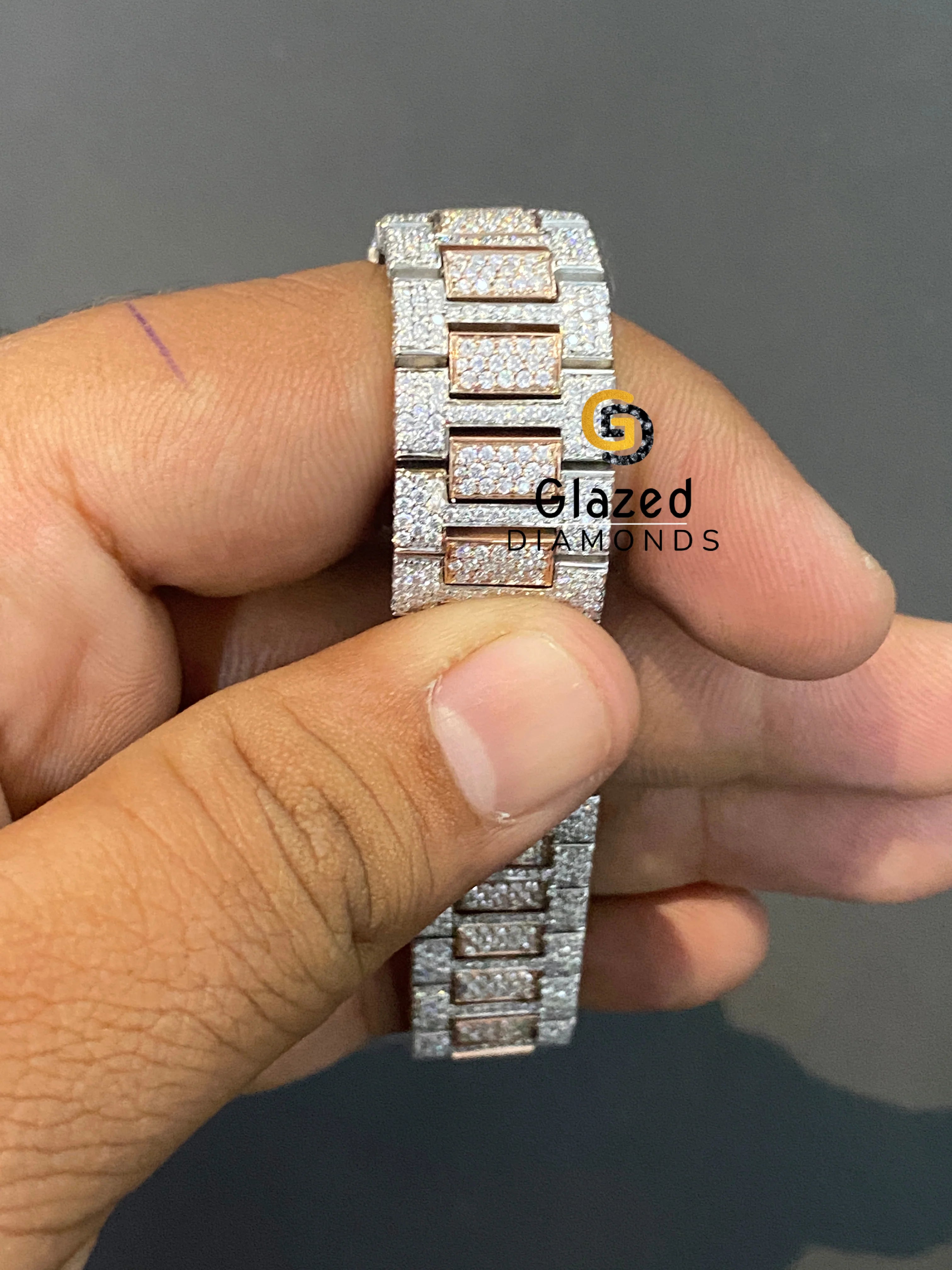 Two Tone Rose Luxury Moissanite Diamond Rapper Watch