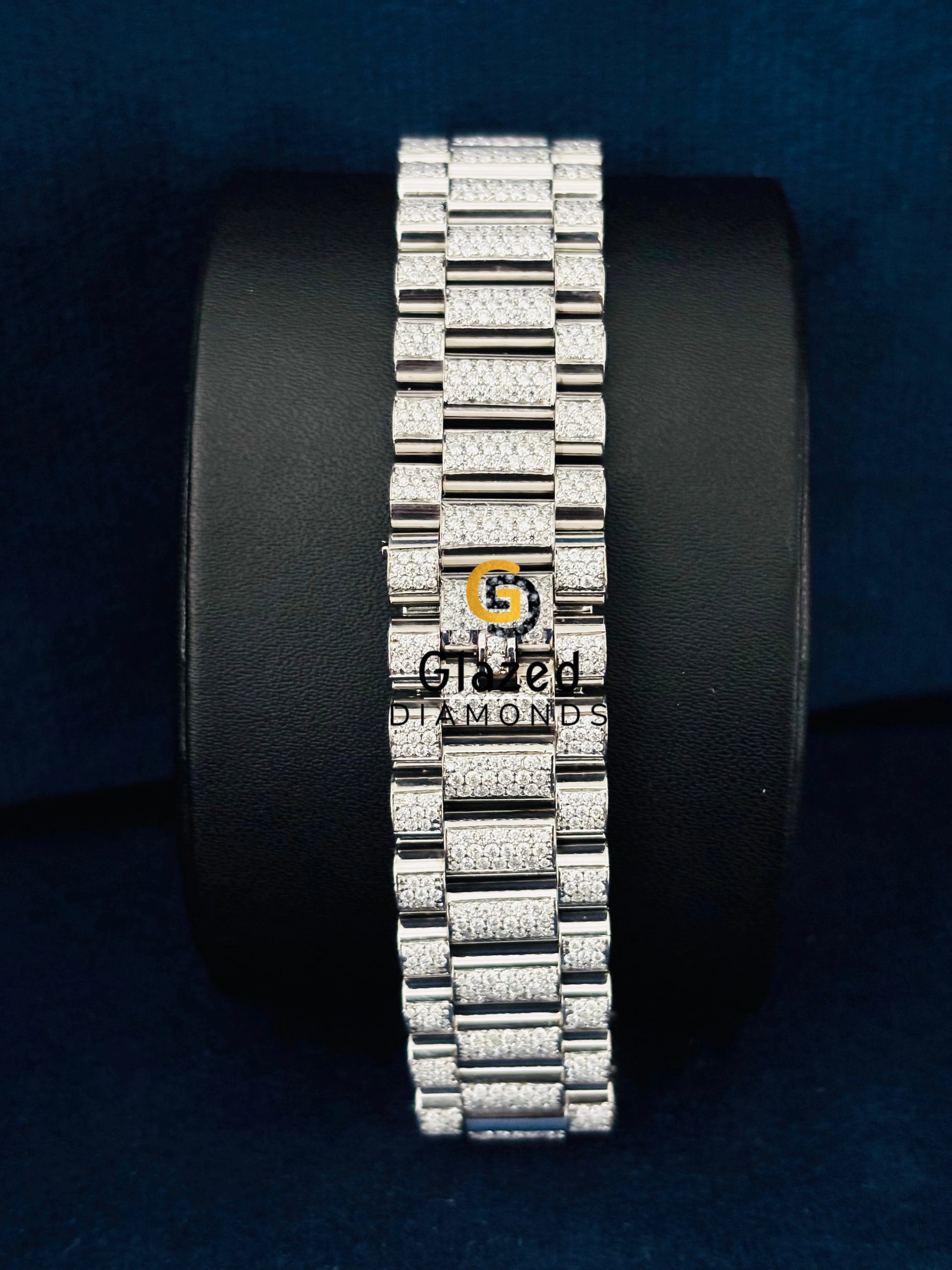 Luxury Men Stainless Steel Black Dial Iced Out Watch