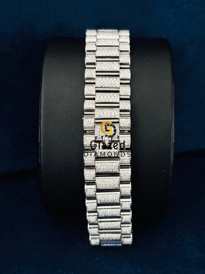 Luxury Men Stainless Steel Black Dial Iced Out Watch