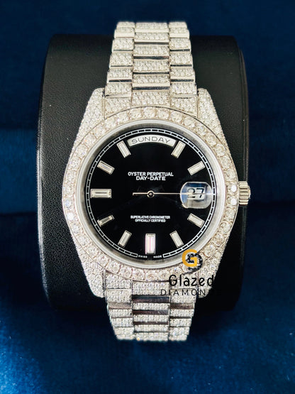 Luxury Men VVS Stainless Steel Black Dial Iced Out Watch