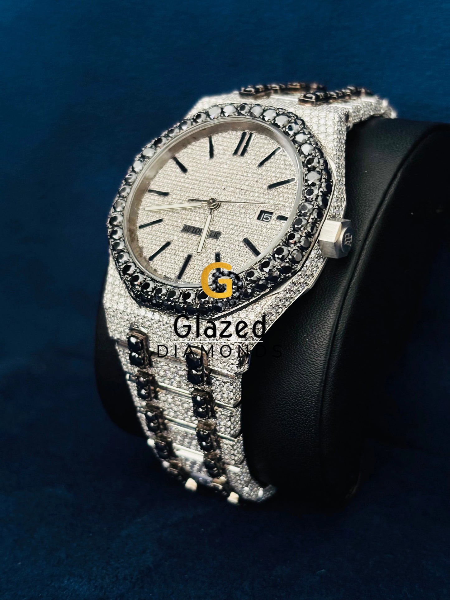 Luxury Men VVS Stainless Steel Black Dial Watch