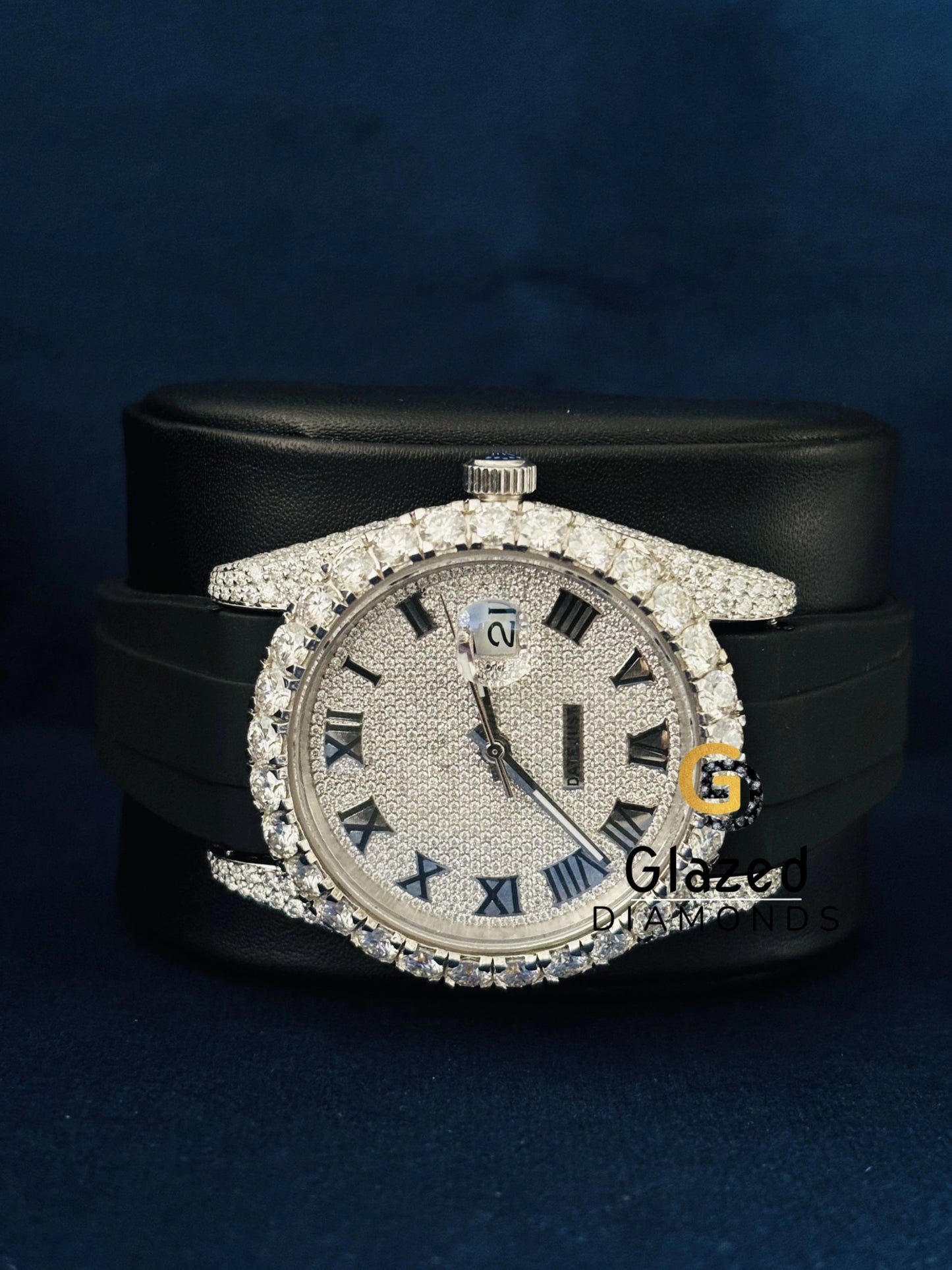 Luxury Roman Dial Iced Out Moissanite Automatic Watch