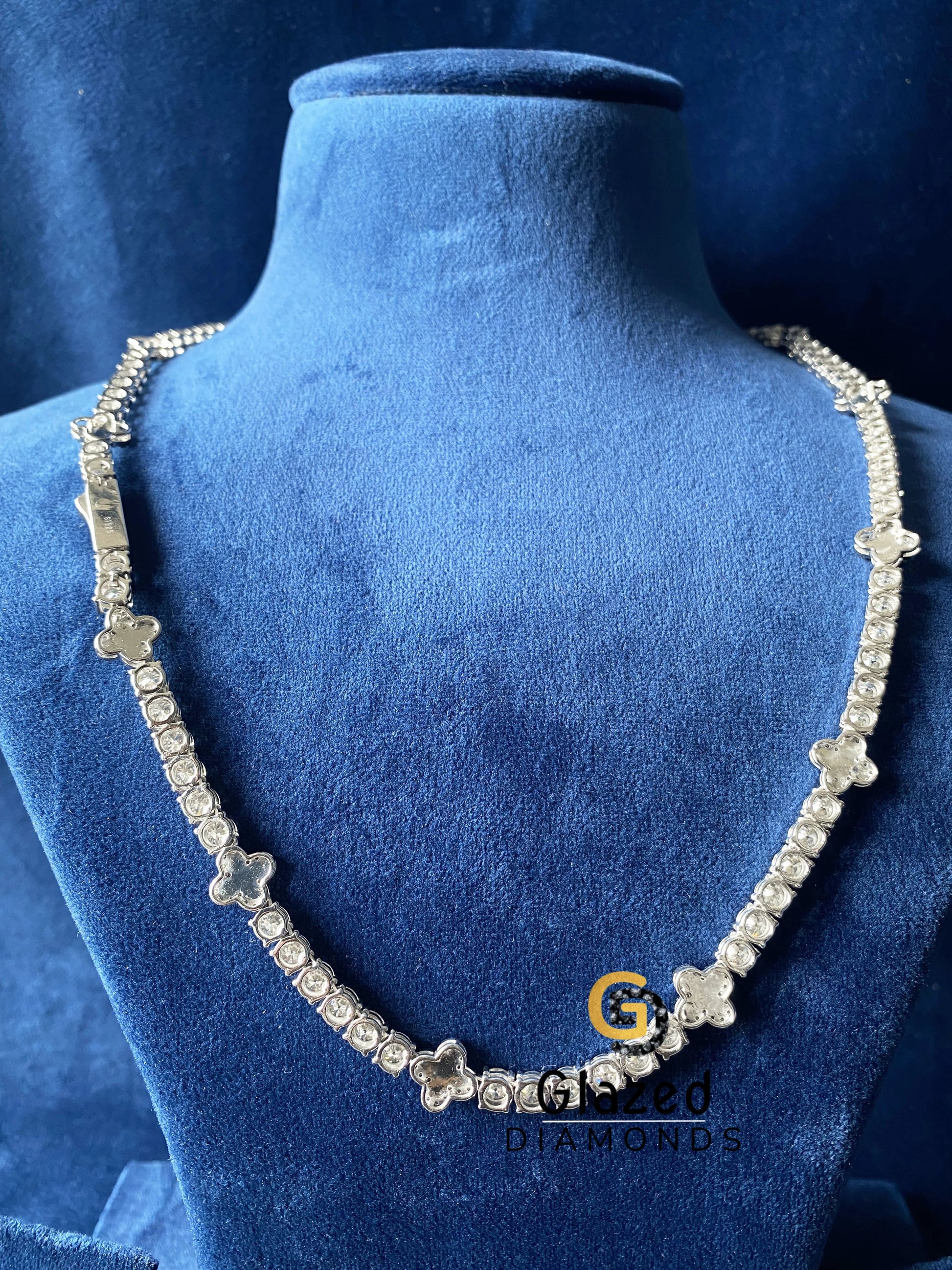 Luxury Round Four Leaf Tennis Moissanite Chain