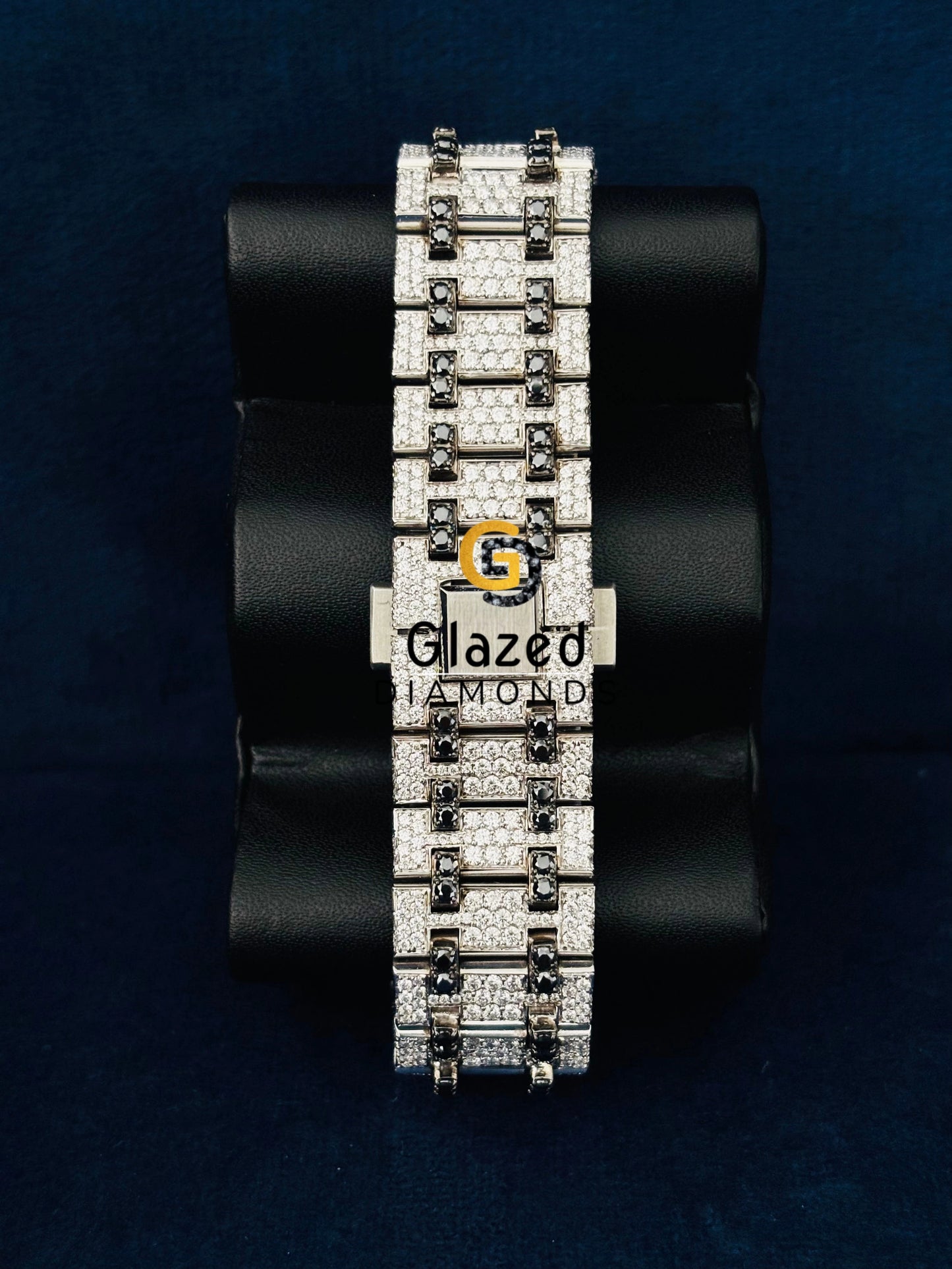Luxury Stainless Steel Black Diamond Iced Out Watch